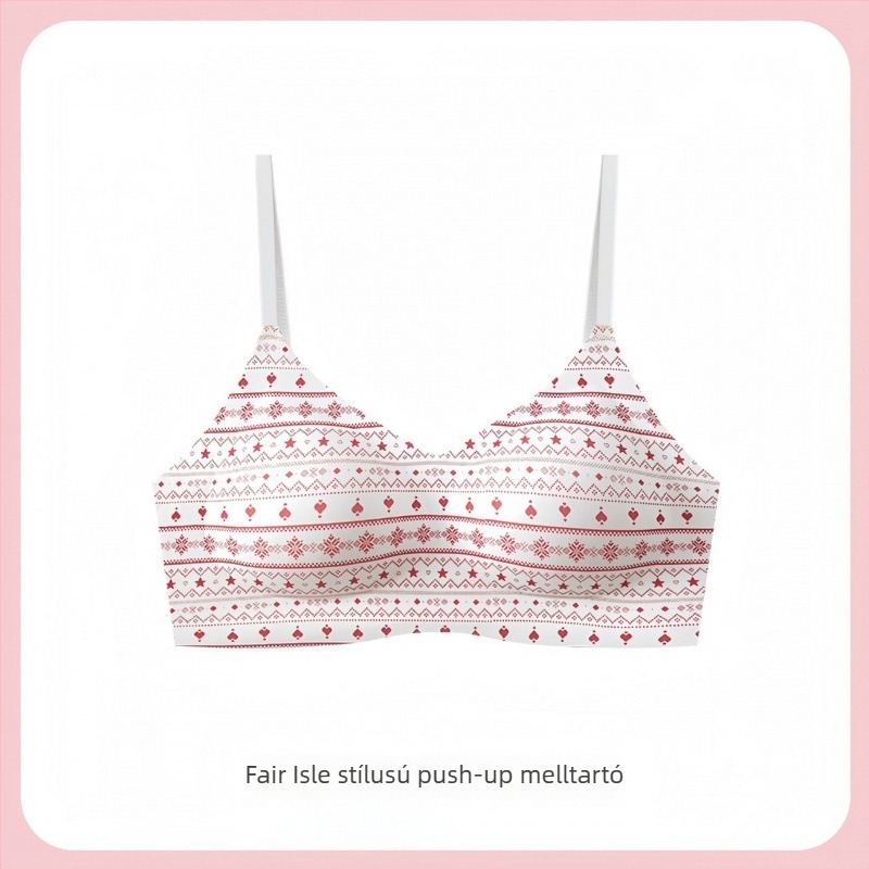 Romantikus Fair Isle varrás nélküli melltartó puha támasztással, kis méretű mellek kiemelése, emelés és push-up, kényelmes drót nélküli melltartó