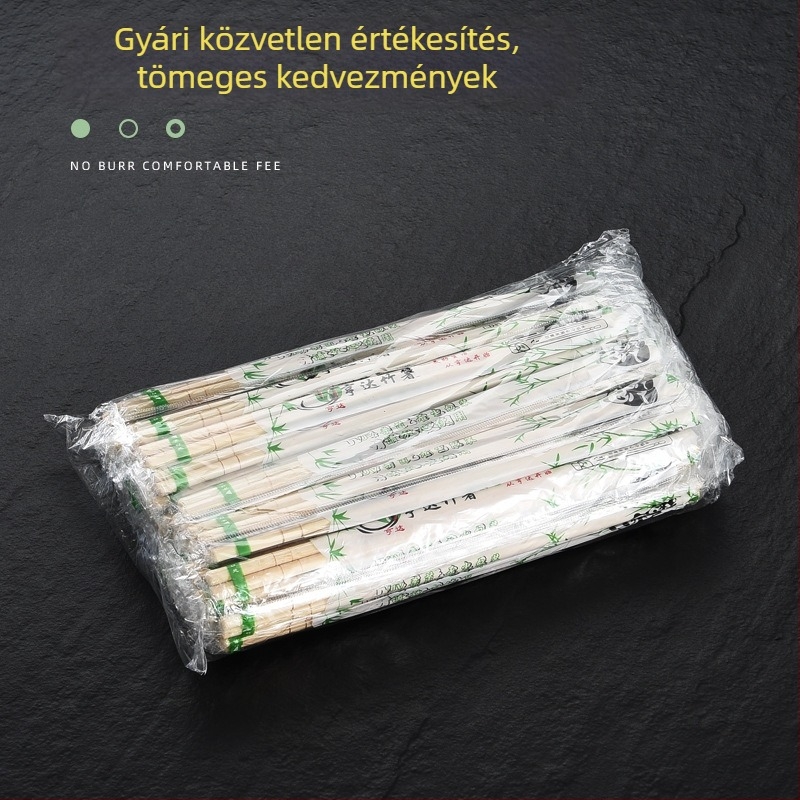 Panda bambusz egyszer használatos evőpálcikák, egyenként csomagolva, fogpiszkálóval, 50 pár csomagban