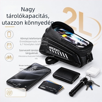 Új merev falú, vízálló kerékpár táska előre keretre és felső csőre, érintőképernyős telefonablakkal