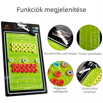 Futball taktikai tábla mágneses figurákkal, törölhető edzői tábla
