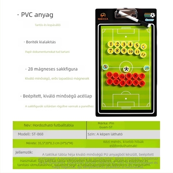 Futball taktikai tábla mágneses figurákkal, törölhető edzői tábla