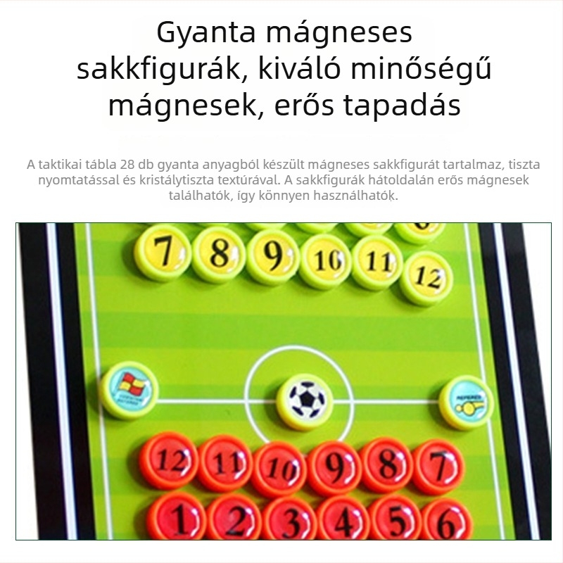 Futball taktikai tábla mágneses figurákkal, törölhető edzői tábla