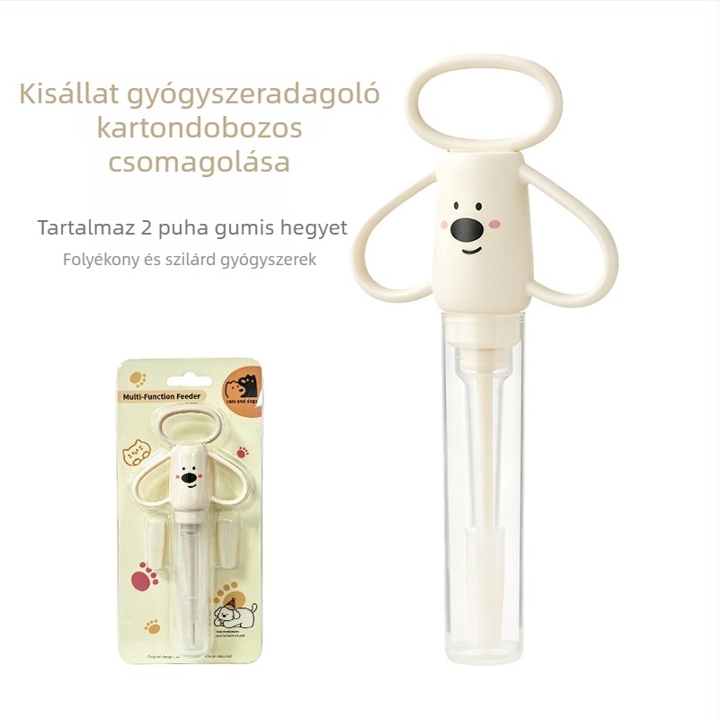 Puha szilikonból készült gyógyszeradagoló macskák és kutyák számára, rajzfilmszerű dizájnnal