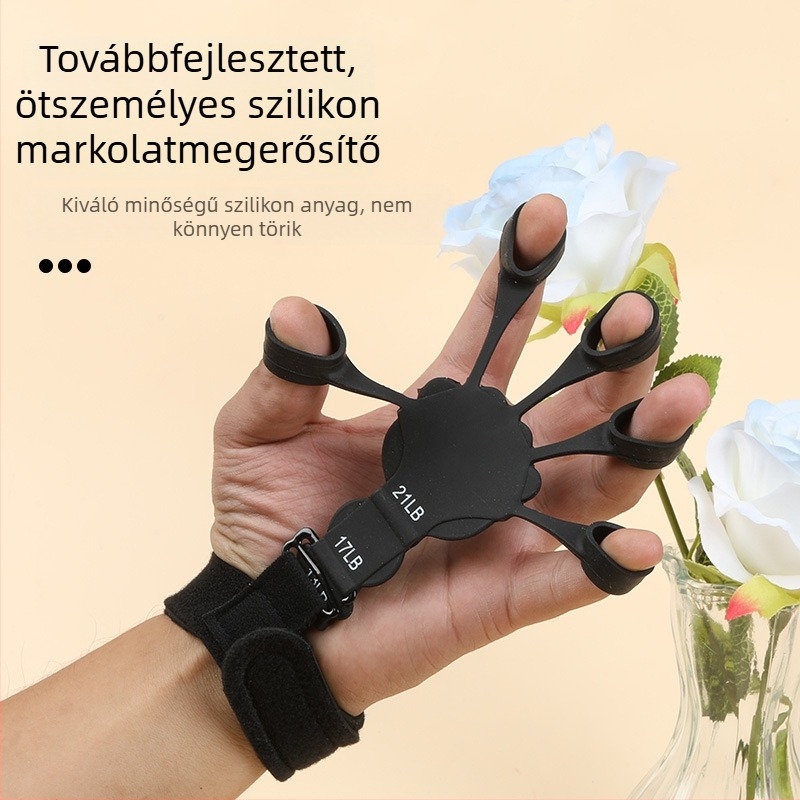 Szilikon ötujjú edző és csuklóerősítő a fogás edzéséhez