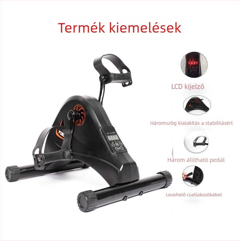 Elektromos elliptikus gép, lépés- és kerékpár edző, felső- és alsótest edzésre, csúszásmentes fogantyúkkal és pedálokkal
