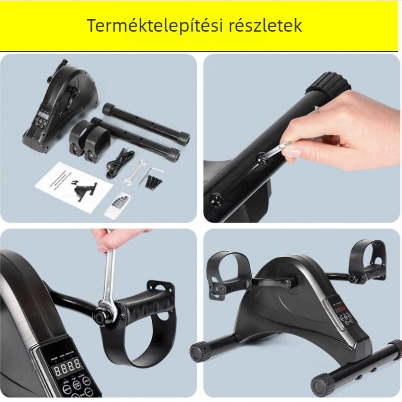 Elektromos elliptikus gép, lépés- és kerékpár edző, felső- és alsótest edzésre, csúszásmentes fogantyúkkal és pedálokkal