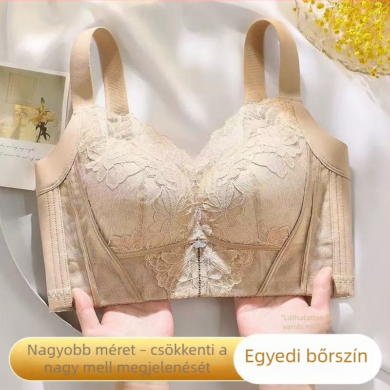 Plusz méretű, vékony pohár, merevítő nélküli, csipkés, formázó, oldalsó gyűjtés, CD kosár