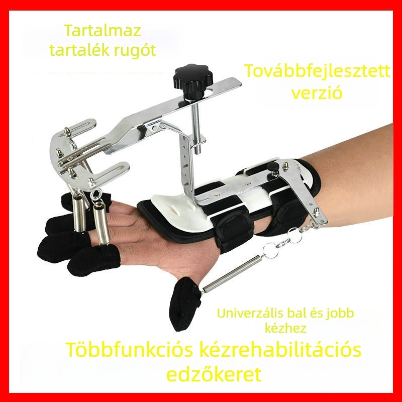 Ujjak finommozgásának és fogóerő fejlesztésének rehabilitációs eszköze, rugós vázzal és ujjsoroló tábla