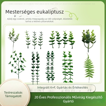Műanyag eukaliptusz- és pénzfa levelei nappali- és étkező dekorációhoz, puha PVC, testreszabható
