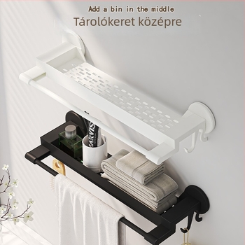Többfunkciós összecsukható törölközőtartó, falra szerelhető, fúrás nélkül, fürdőszoba