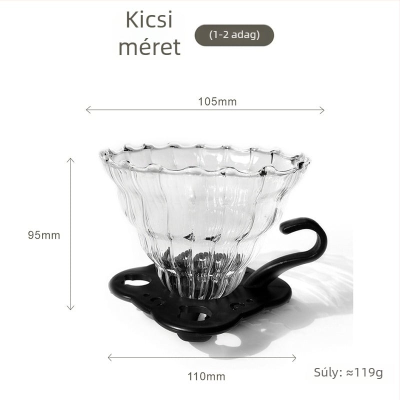 V60 kávé filterező készlet hőálló boroszilikát üvegből, állvánnyal és üveg tálalókancsóval