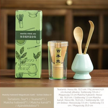 Matcha habverő készlet bambusz tartóval — teás eszközök és kellékek