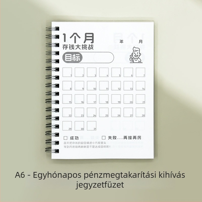 A6 zsebfüzet: Pénzmegtakarítási kihívás, Megtakarítási terv és Gyerekek napi kiadások naplója