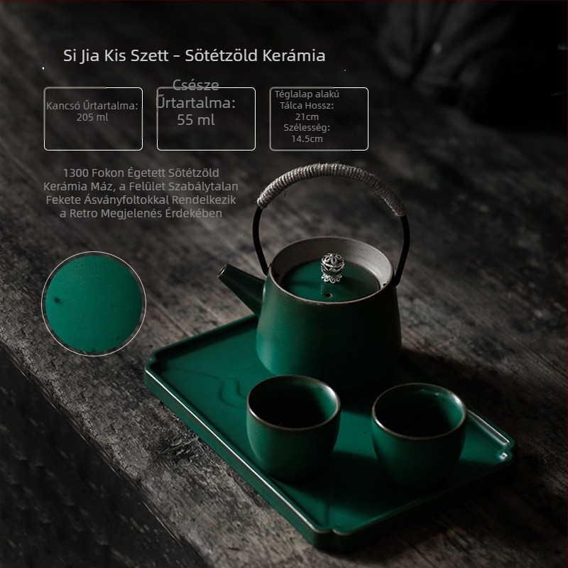 Shang Yan retro Kung Fu teáskészlet otthonra – minimalist kerámia teáskanna és két csésze