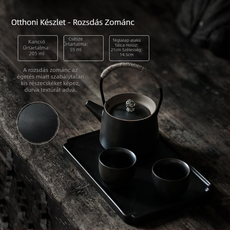 Shang Yan retro Kung Fu teáskészlet otthonra – minimalist kerámia teáskanna és két csésze