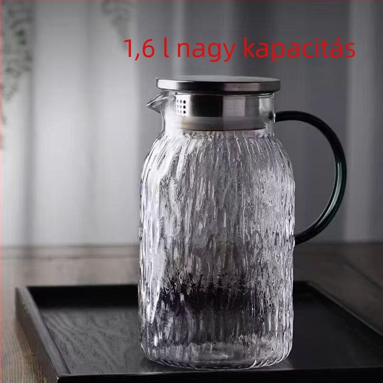 Hőálló boroszilikát üvegből készült teáskanna otthoni használatra, nyílt lángú konyhákhoz, nagy kapacitású teázáshoz és hideg vízhez