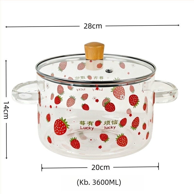 Boroszilikát üveg leveses fazék, 3600 ml, ultranagy kapacitás, magas hőmérséklet-állóság, nyílt lánghoz alkalmas, otthoni használatra, egyszerű dizájn