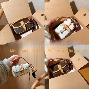 Női mini bőr baguette táska egy vállpánttal – retro mintás