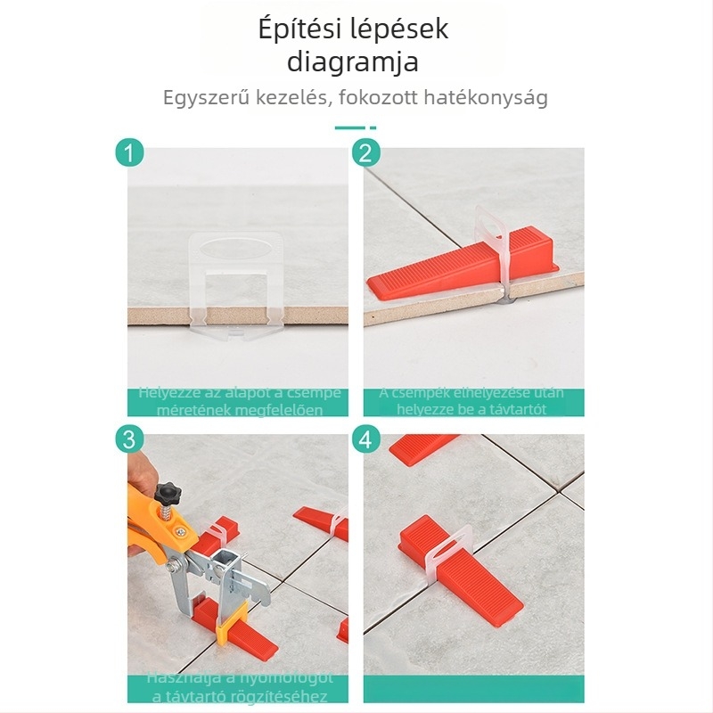 Csempék szintező eszköz szorítófogóval, pontos pozicionálás – erőfeszítés megtakarítása
