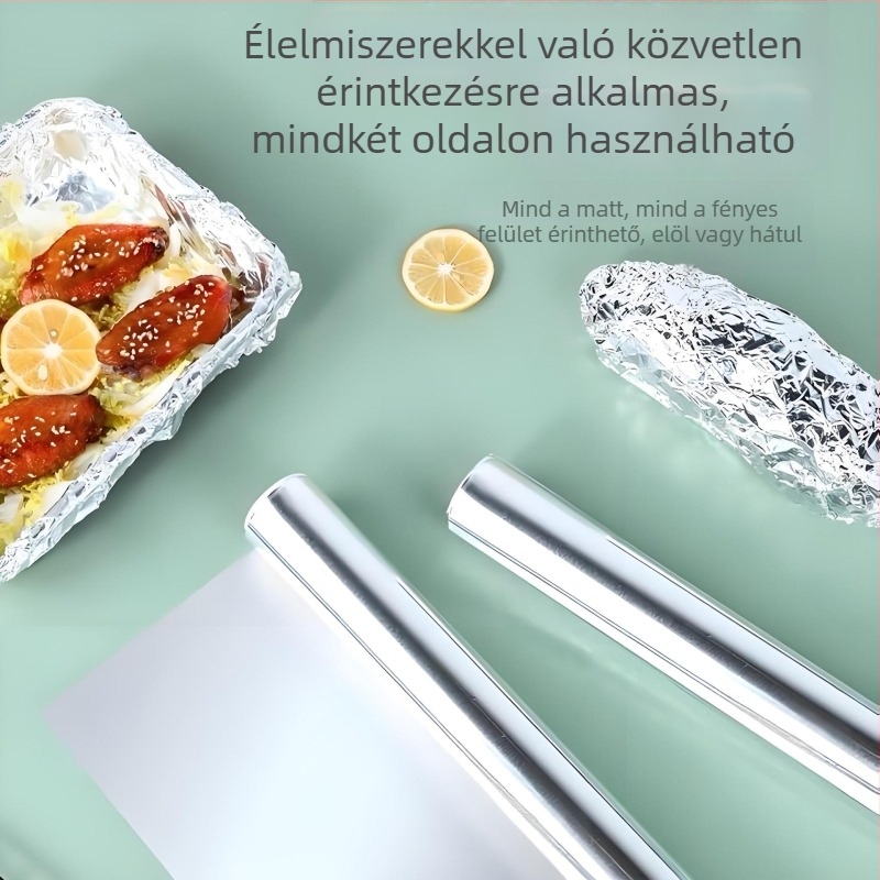 Élelmiszer-minőségű, vastagított alumínium fólia dobozos kiszerelésben, sütőhöz és légsütőhöz