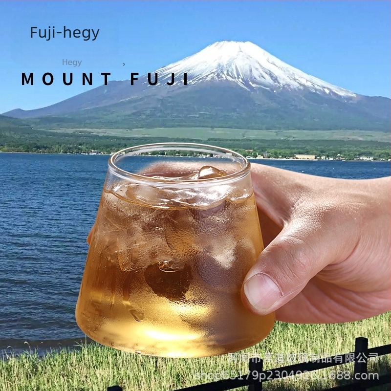Mount Fuji boroszilikát üvegpohár whiskyhez, sörhöz és üdítőkhöz – kézzel fújt