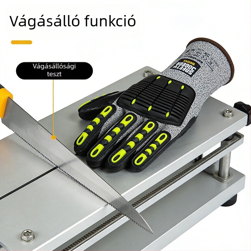 Ütközésvédő Kesztyűk, Vágásállóság Szintje 5, Autóreparáláshoz, Vastagított, Kopásálló, Ütéscsillapító