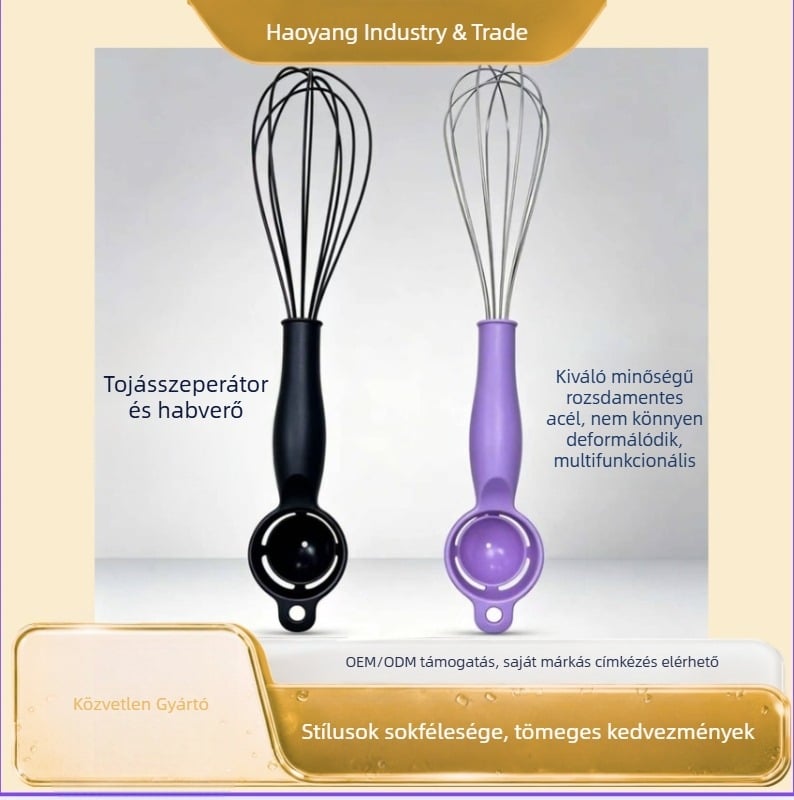 Tojásfelverő és fehérje-szeparátor kézi eszköz — multifunkcionális konyhai mixer sütéshez