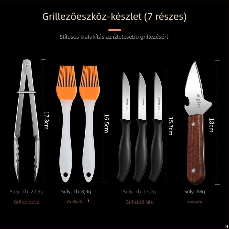 Kültéri grillhez való szilikon bekenő ecset, konyhai fogó és húsklip készlet