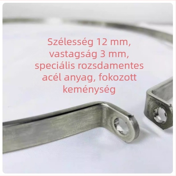 Kiterített szélességű és vastagságú rozsdamentes acél vágódeszka megerősített acélgyűrűvel, repedésálló.