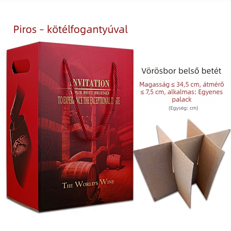 Ying Qin K6 6 palack vörösbor ajándékdoboz, kartonból készült csomagolás, nyomtatható dizájn