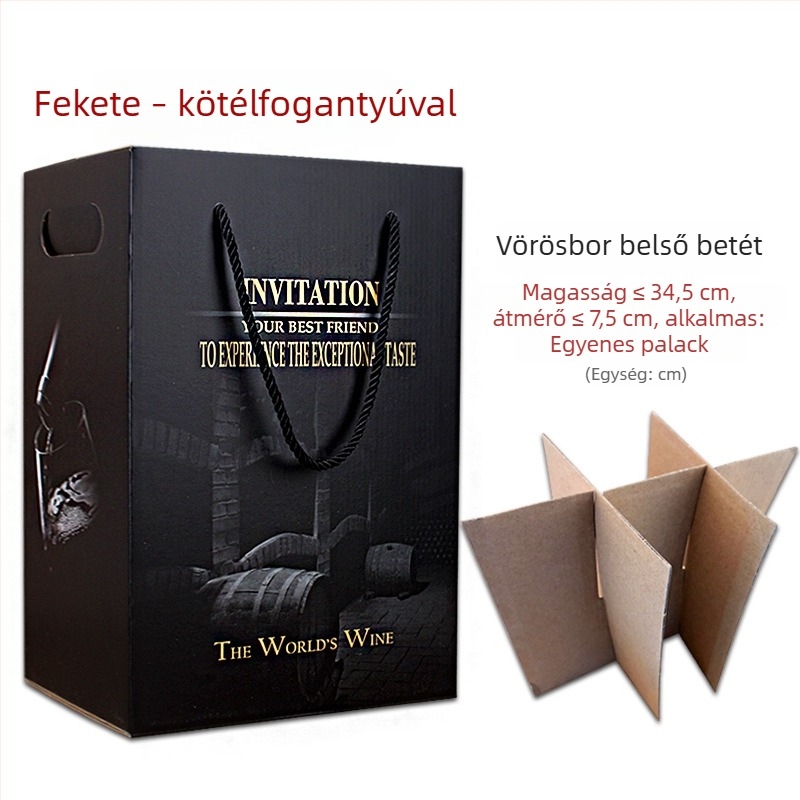 Ying Qin K6 6 palack vörösbor ajándékdoboz, kartonból készült csomagolás, nyomtatható dizájn