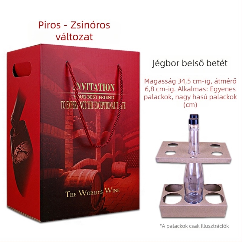 Ying Qin K6 6 palack vörösbor ajándékdoboz, kartonból készült csomagolás, nyomtatható dizájn