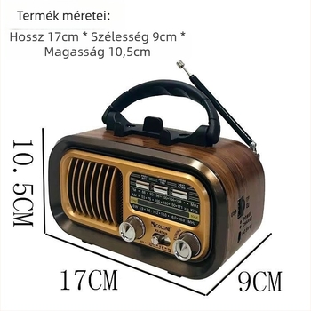Hordozható retro Bluetooth hangszóró kártyahellyel, több interfésszel, napelemes kültéri használatra