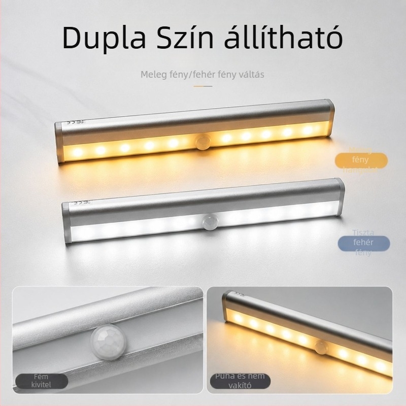 Vezeték nélküli LED mozgásérzékelős lámpa infravörös érzékelővel, szekrényvilágításhoz; közeledéskor felkapcsolódik, lépcsőházhoz és folyosókhoz