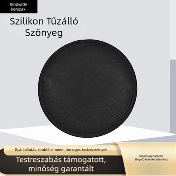 Fekete kör alakú grillsütő pad, tűzálló és magas hőmérsékletnek ellenálló, olajálló, újrahasználható – kemping, piknik és pázsit