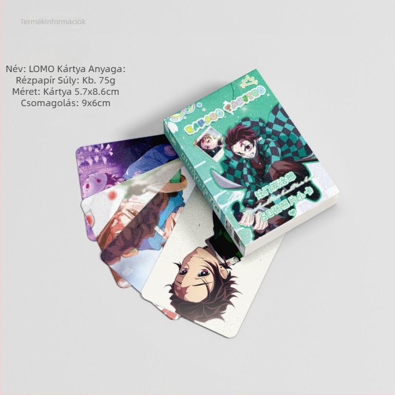 Kamado Tanjiro kis kártya készlet, 50 db, méret 57 × 86 mm, anime lézerkártyák, LOMO képeslapok