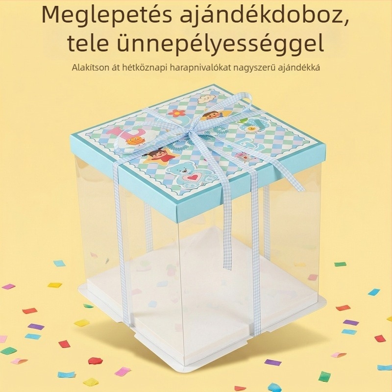 Gyermeknap snack ajándékdoboz készlet – üres tortadoboz, csomagolás édességekhez