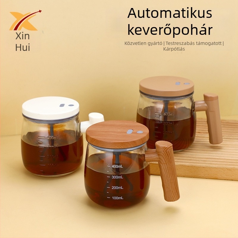 Automata keverésű üvegbögre tejporhoz és kávéhoz