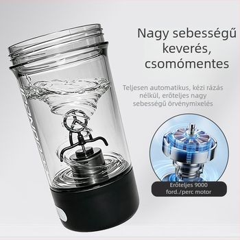 Teljesen automata keverőpohár, újratölthető hordozható sport shaker, 600 ml fehérje por keveréséhez.