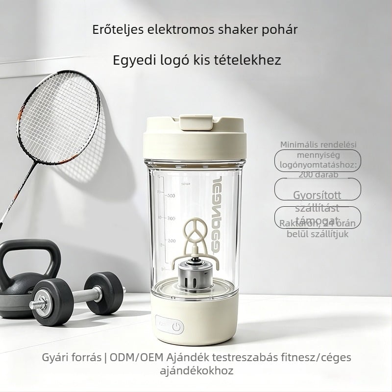 Teljesen automata keverőpohár, újratölthető hordozható sport shaker, 600 ml fehérje por keveréséhez.