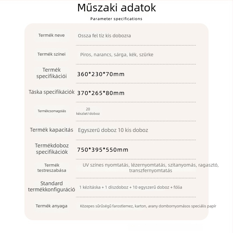 Rock Tea csomagoló doboz – nyomtatott üres ajándékdoboza, karton, 10 kis üres doboz, fahéj díszítés, 150 g kapacitás