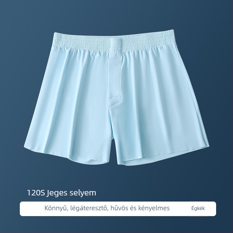 Férfi nyári ice silk boxeralsó, plusz méret, laza, lélegző, gyorsan száradó, varrás nélküli otthoni nadrág
