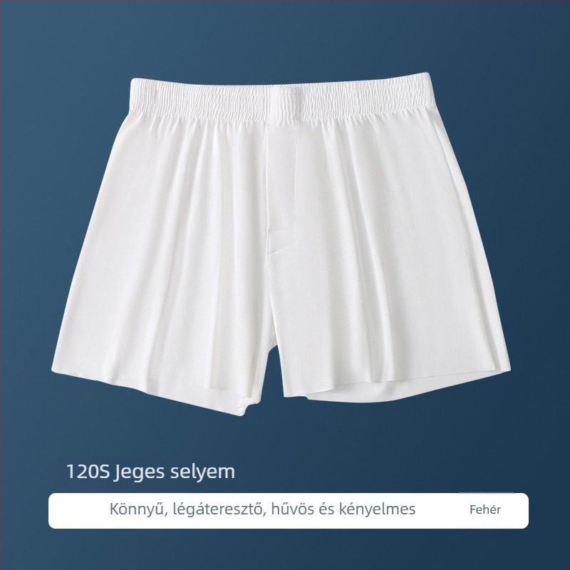 Férfi nyári ice silk boxeralsó, plusz méret, laza, lélegző, gyorsan száradó, varrás nélküli otthoni nadrág