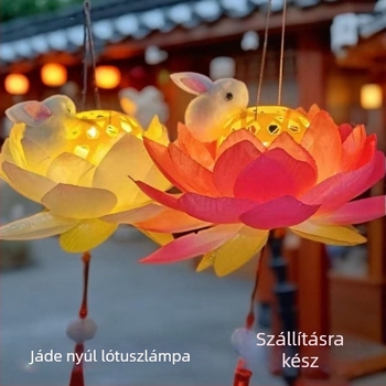 Fénylő lótuszvirág és nyuszi lámpa – hordozható bambusz szövésű lótusz virág lámpa, ősi kínai stílus