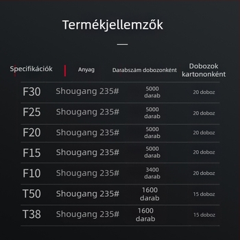 Pneumatikus egyenes csíkos szegek famegmunkáláshoz, méretek F30, F50, F38, F25, F20, F15