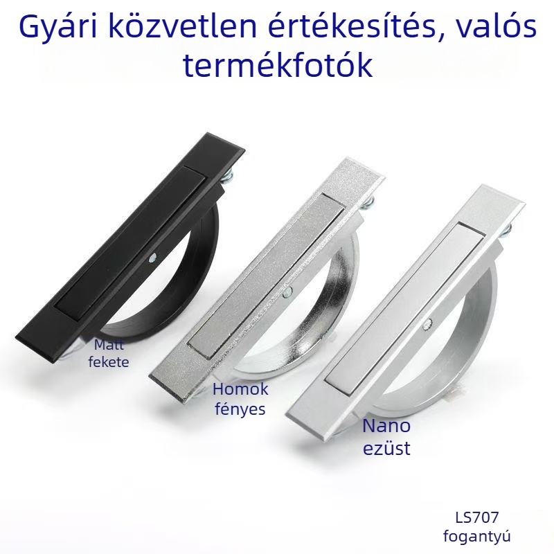 Rejtett fiókfogantyú, forgó, tatami stílusú, PL005 gömbölyű gyűrű LS707, cinkötvözet