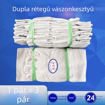 Kétrétegű vászon munkakesztyűk, kopásállóak, 24 öltéssel, vastagított, teljes bélés, védőfelszerelés hegesztéshez és ipari gépekhez