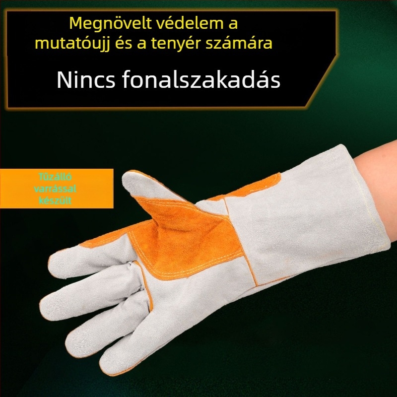 Vastag tehénbőr hegesztő kesztyűk, kopásállóak és hőállóak, égés elleni védelem hegesztőknek