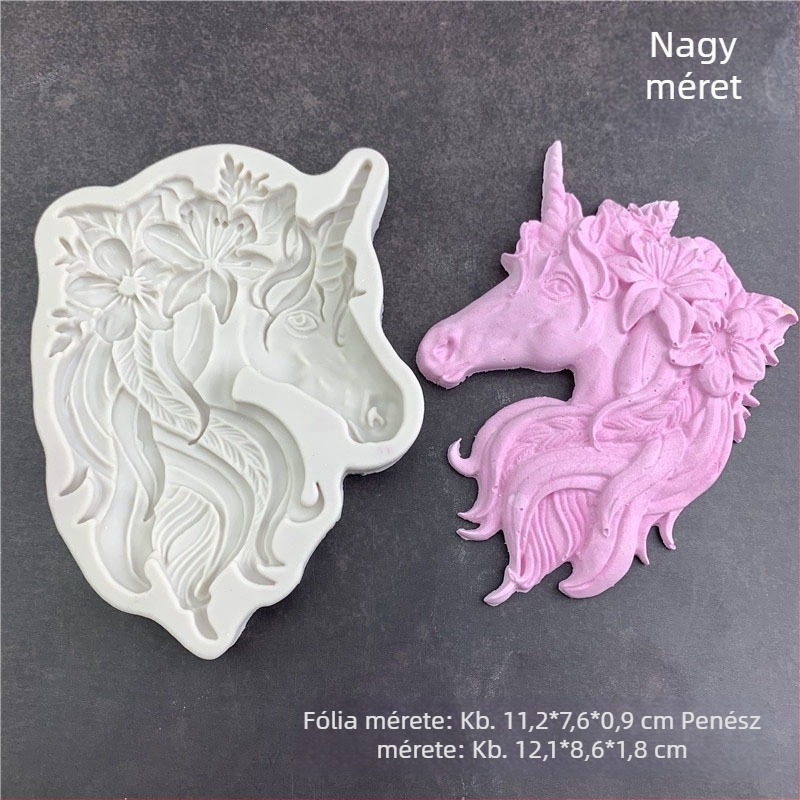 Egyszarvú-pegazus alakú szilikon forma fondanthoz és csokoládéhoz, tortadíszítéshez és DIY gyanta munkákhoz
