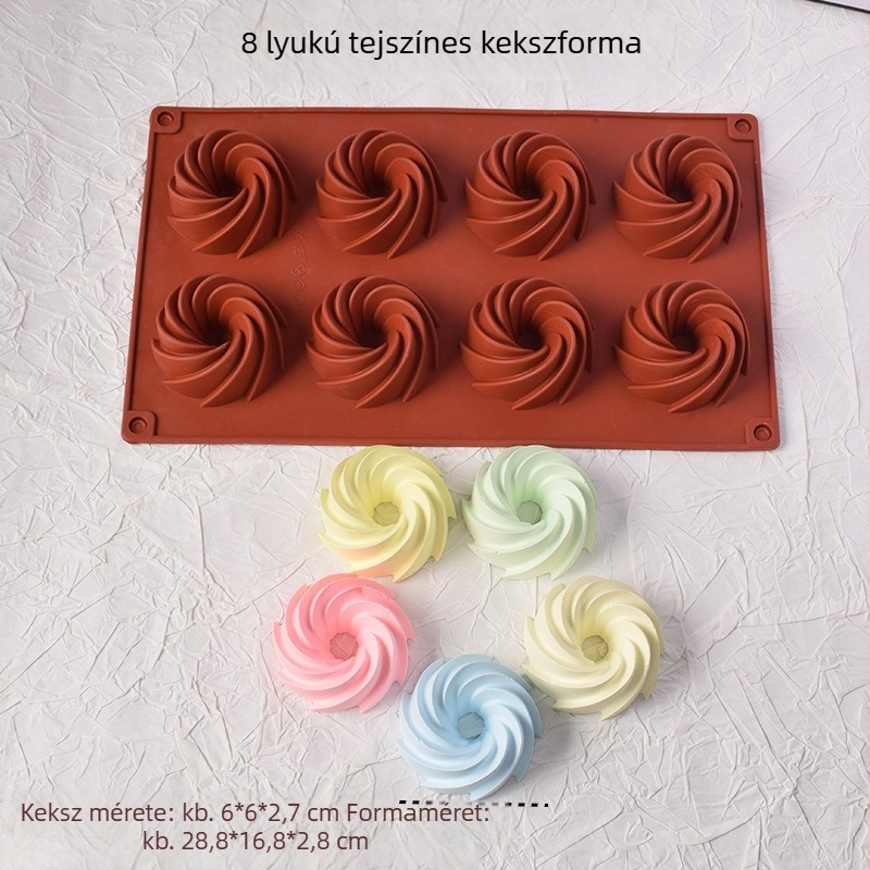 Mini spirálos fánk szilikon forma, vajtészta süteményekhez és tortadíszítéshez csokoládé fondant